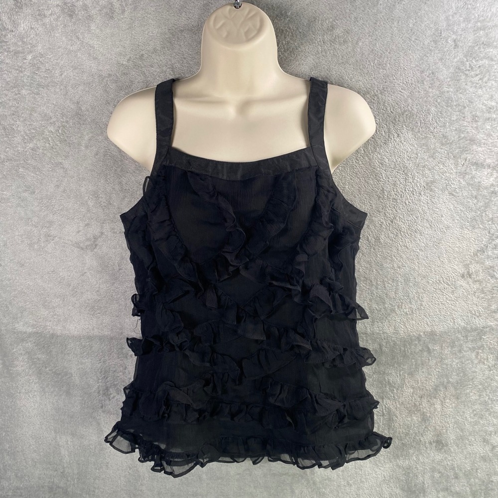 Cynthia Rowley Tank Top‎ Small Silk Ruffle Indie Fairy Grunge Whimsigoth Boho